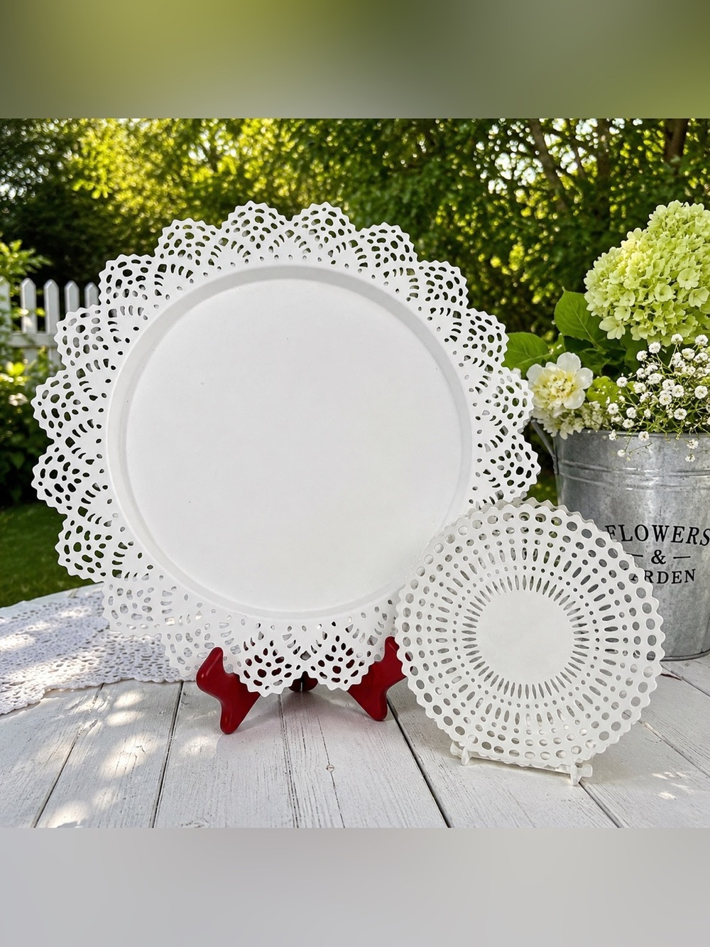 IKEA White Metal Serving Tray and napkin holder white shabby chic